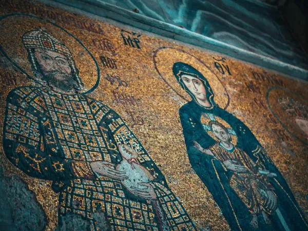 A Byzantine mosaic with the depiction of the Virgin Mary