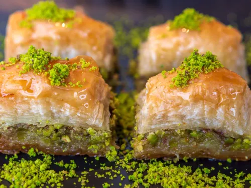 World famous Turkish pistachio baklava from Gaziantep