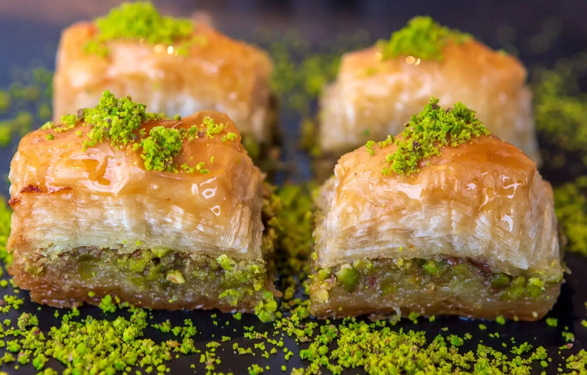 World famous Turkish pistachio baklava from Gaziantep