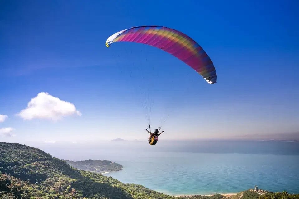 Paraglider over the mountainous background of Fethiye