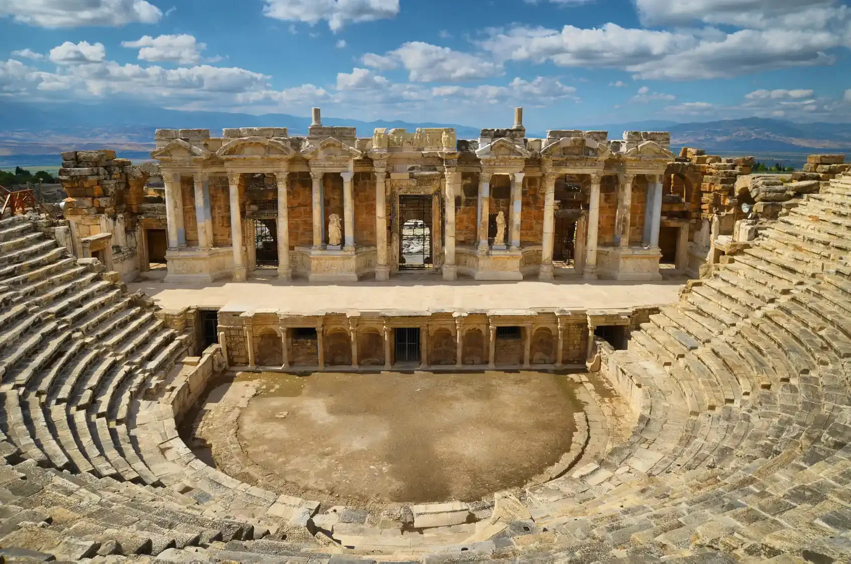 The ancient theatre of Hierapolis, the ancient site in Pamukkale