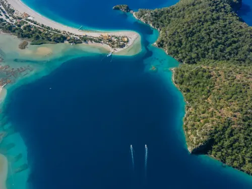 Aerial panoramic view of the Oludeniz Lagoon in Fethiye