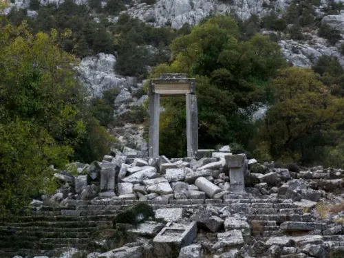 The spectacular ruins of Termessos set against the rugged peaks of Taurus Mountains