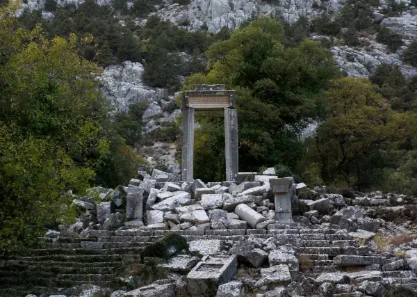 The spectacular ruins of Termessos set against the rugged peaks of Taurus Mountains