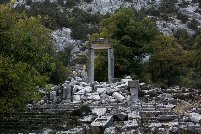 The spectacular ruins of Termessos set against the rugged peaks of Taurus Mountains